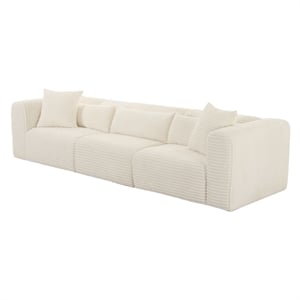 TOV Furniture Tarra Fluffy Oversized Corduroy Fabric Modular Sofa in Cream