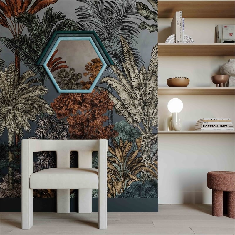 TOV Furniture Lally Prism Velvet & Glass Wall Mirror in Aqua Blue