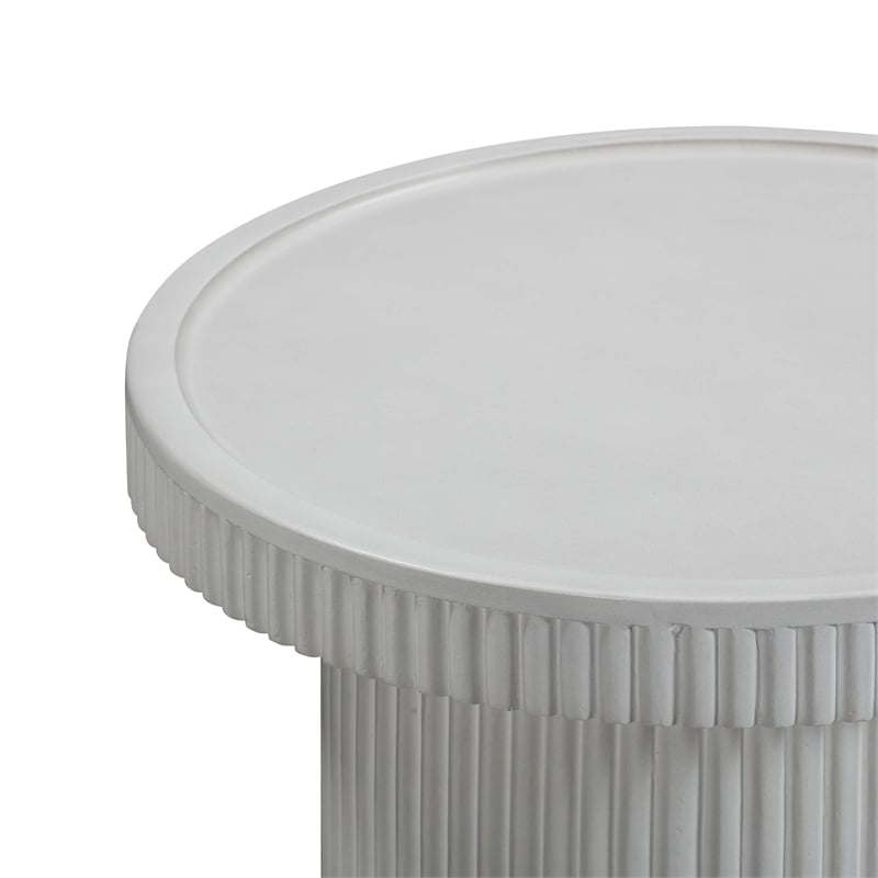 TOV Furniture Darcy Contemporary Stone Side Table in White