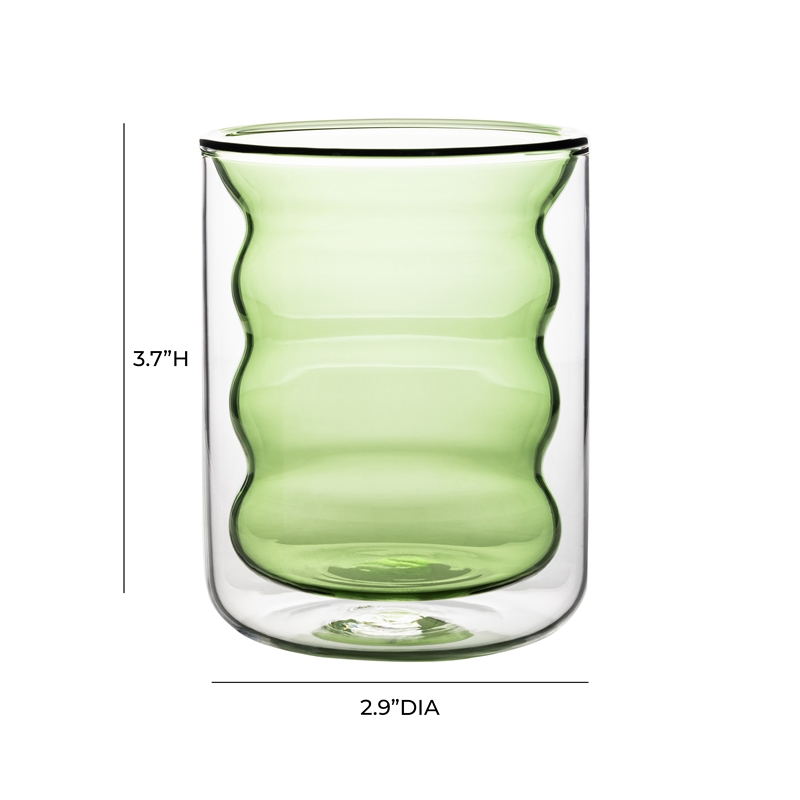 TOV Furniture Waves Transitional Glass Water Glasses in Green (Set of 4)