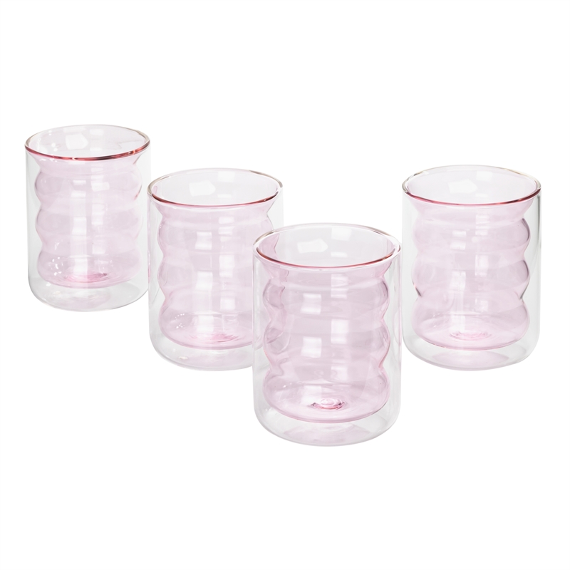 TOV Furniture Waves Transitional Glass Water Glasses in Blush (Set of 4)