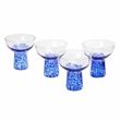 TOV Furniture Dottie Dots Transitional Glass Cocktail in Blue (Set of 4)