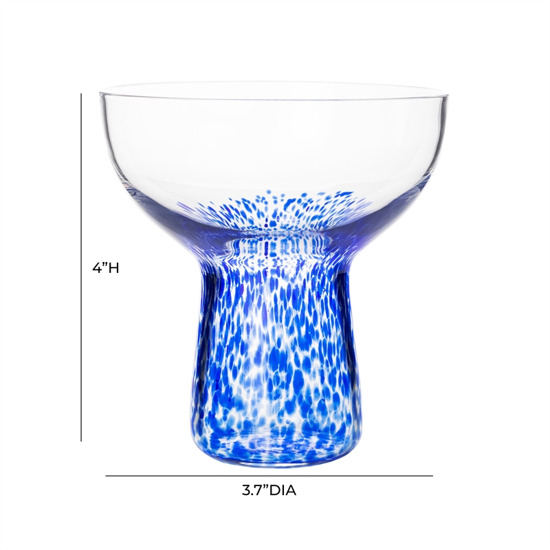 TOV Furniture Dottie Dots Transitional Glass Cocktail in Blue (Set of 4)