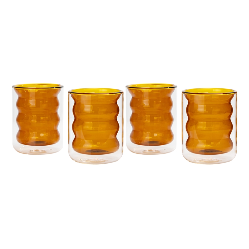 TOV Furniture Waves Transitional Glass Water Glasses in Amber (Set of 4)