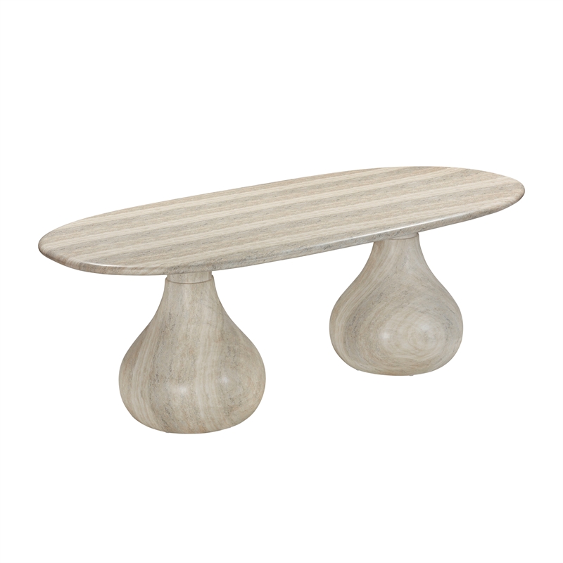 TOV Furniture Indoor/Outdoor Stone Pedestal Dining Table in Stone