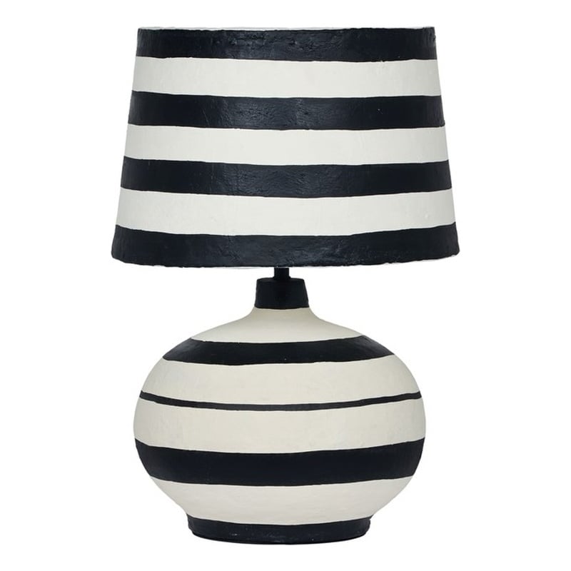 Positano Black Striped Papier Mache Table Lamp