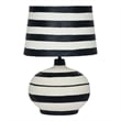 Positano Black Striped Papier Mache Table Lamp