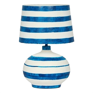 Positano Blue Striped Papier Mache Table Lamp