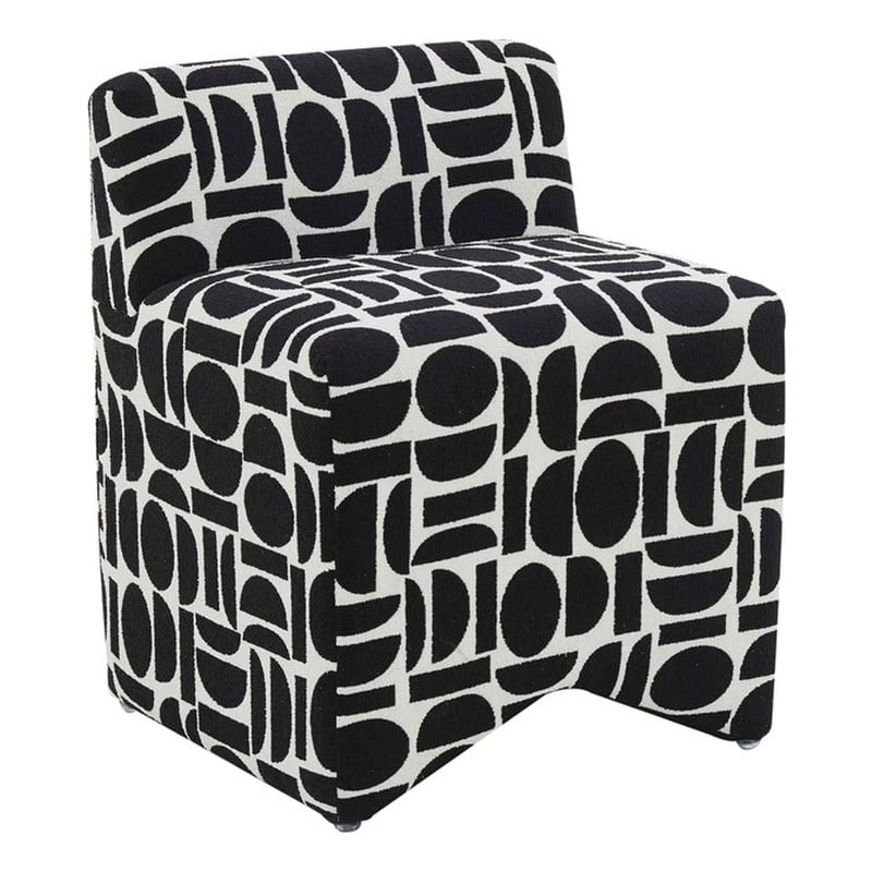 Pippa Black Geometric Jacquard Weave Stool