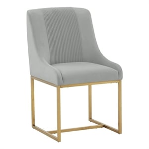 Lisa Grey Pleated Velvet  Dining Chair