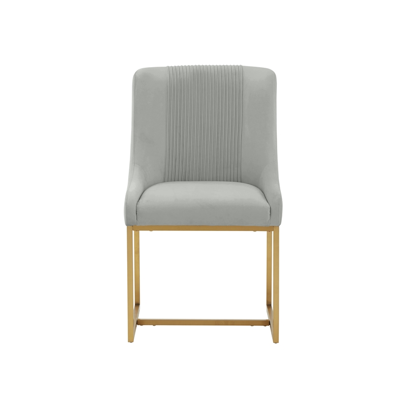 Lisa Grey Pleated Velvet  Dining Chair