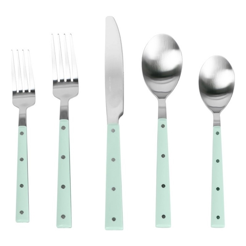 Soline Mint and Stainless Steel Flatware - Set of 20 Pieces
