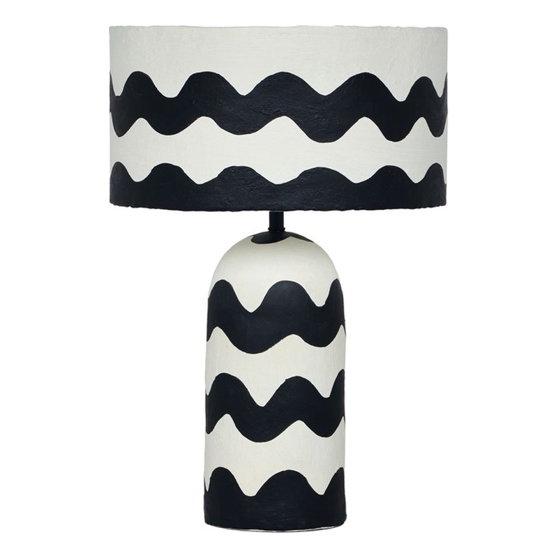 Tropea Black Waves Papier Mache Table Lamp