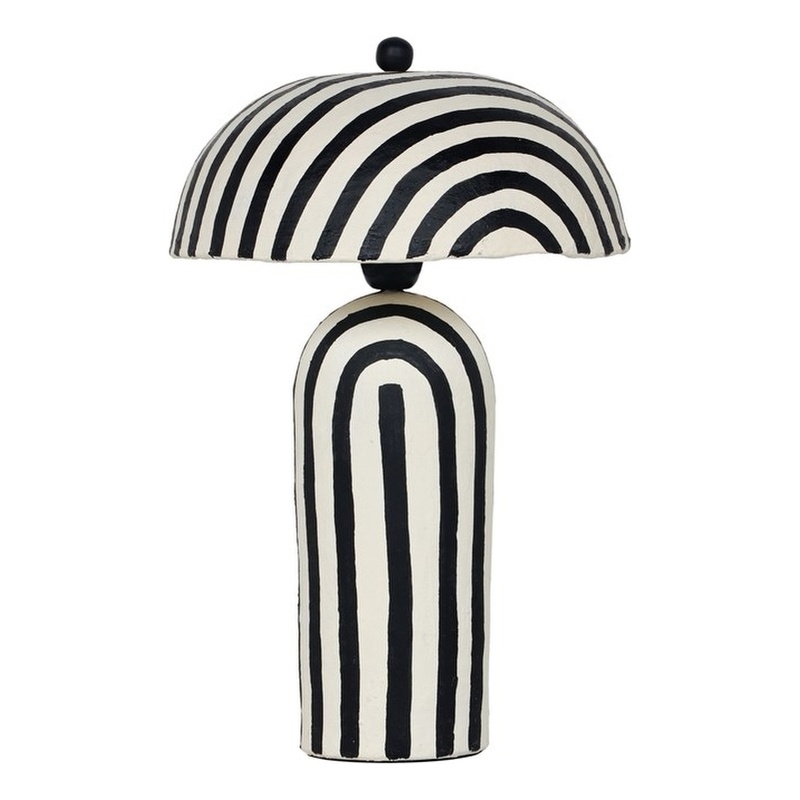 Maiori Black Striped Papier Mache Table Lamp