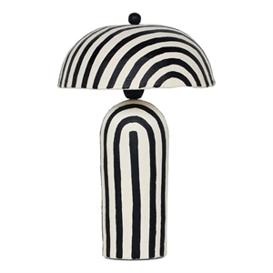 Maiori Black Striped Papier Mache Table Lamp