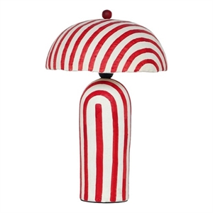 Maiori Red Striped Papier Mache Table Lamp