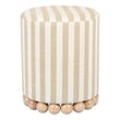 Dex Beige Striped Linen Ottoman