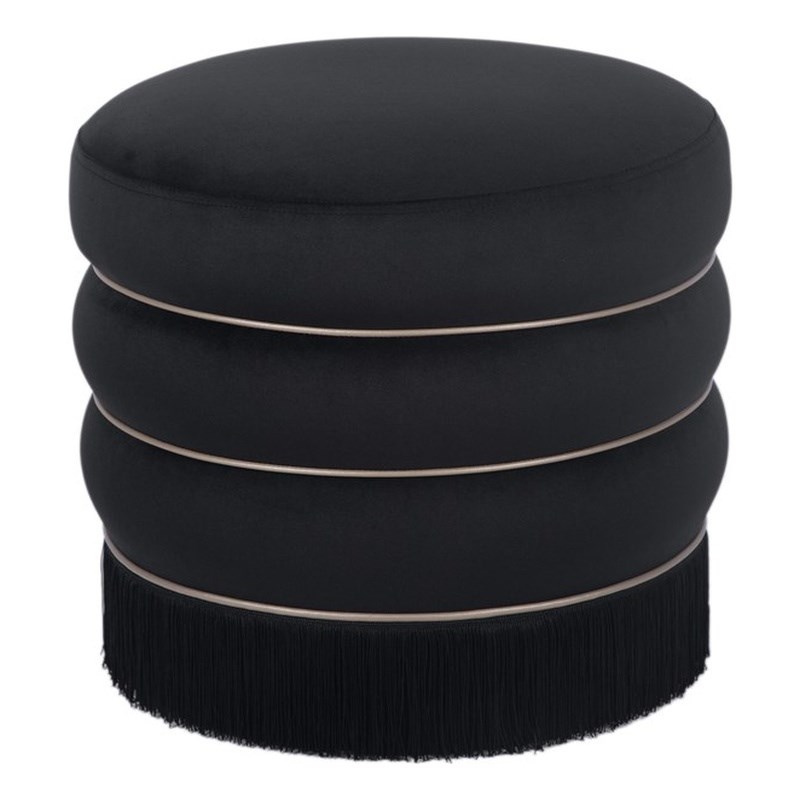 Lakka Black Velvet Ottoman