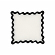Scalloped Edge Black and White Cotton Velvet Throw Pillow