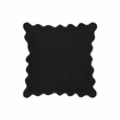 Scalloped Edge Black and White Cotton Velvet Throw Pillow