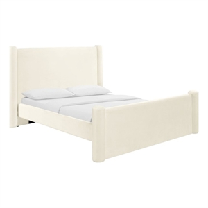Athara Cream Velvet Queen Bed
