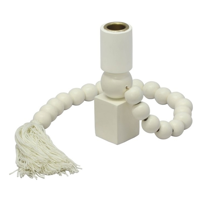 Harrison Cream Wooden Candlestick