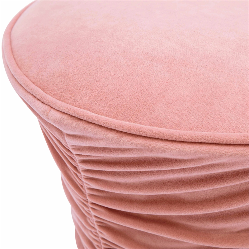 Bounce Rose Pink Ruched Velvet Adjustable Ottoman