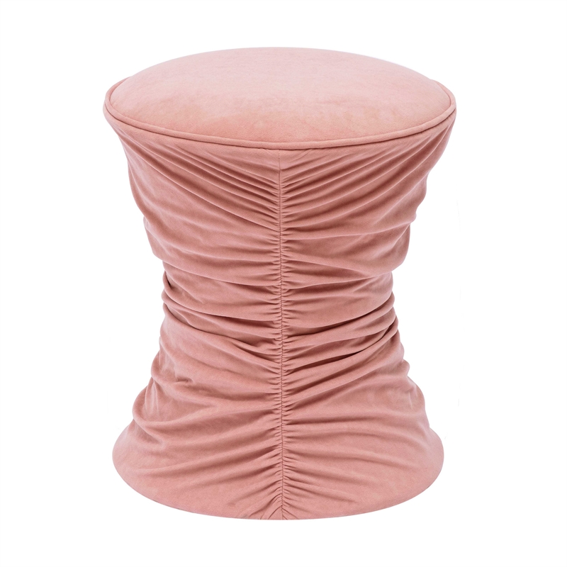 Bounce Rose Pink Ruched Velvet Adjustable Ottoman