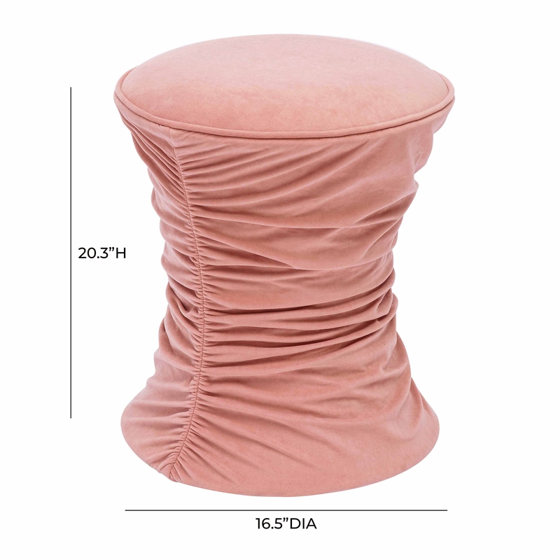 Bounce Rose Pink Ruched Velvet Adjustable Ottoman
