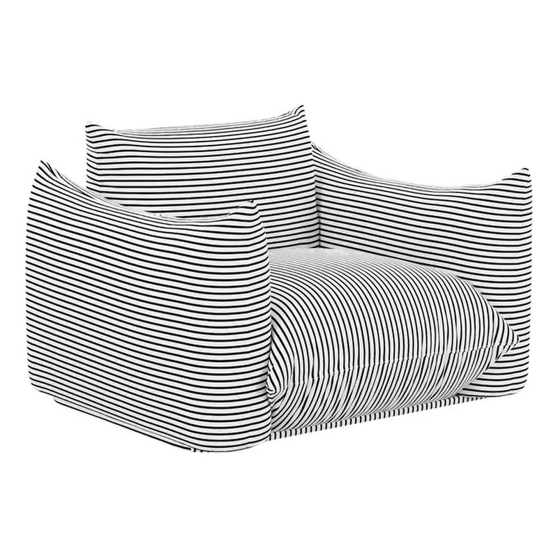 Saint Tropez Pearl and Black Striped Stuffed Outdoor Armchair