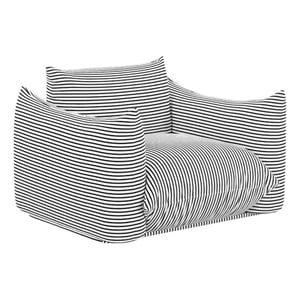 Saint Tropez Pearl and Black Striped Stuffed Outdoor Armchair