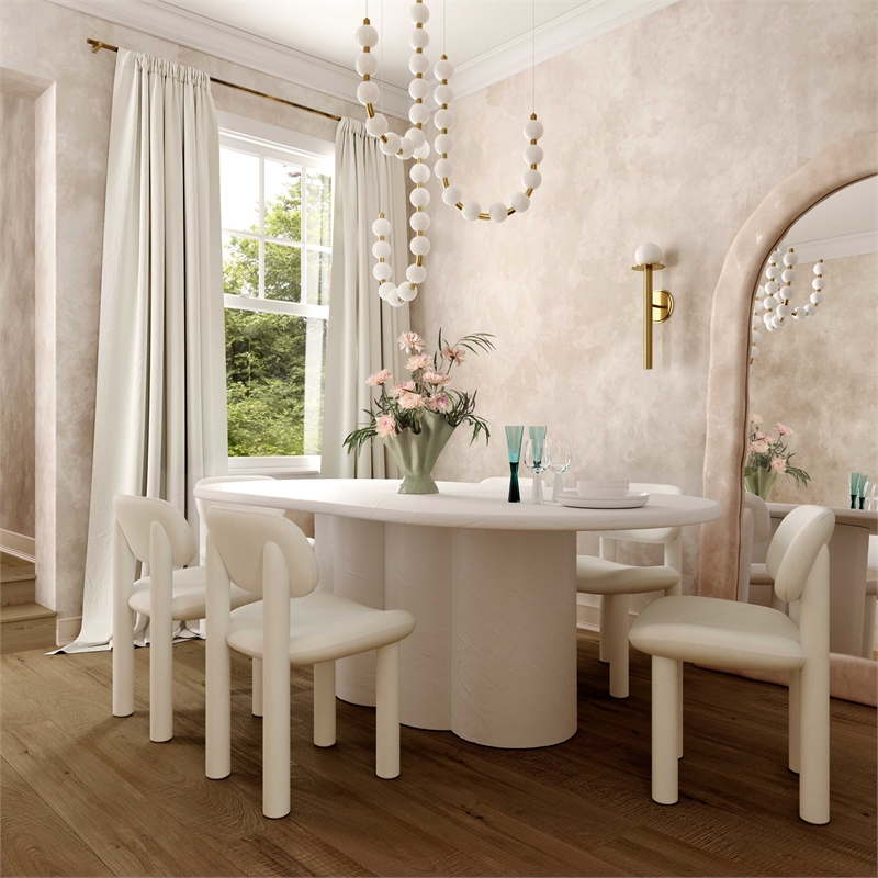 Elise Ivory White Velvet Dining Chair