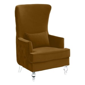 aubree cognac velvet chair with acrylic legs
