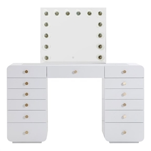 Hollywood White Desk with Vanity Mirror