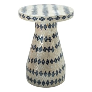 Halio Cream & Blue Checkered Shell Side Table