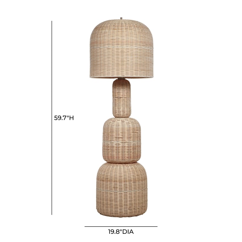 TOV Furniture Kootu Hand-Woven Rattan Floor Lamp in Natural