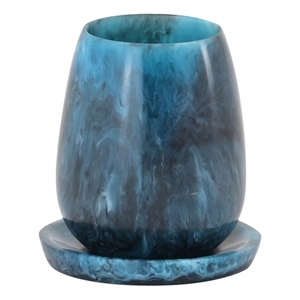 Rounded Blue Swirl Resin Kiddush Cup