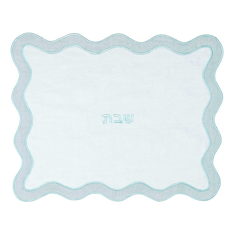 TOV Sea Blue Wavy Fabric Challah Cover