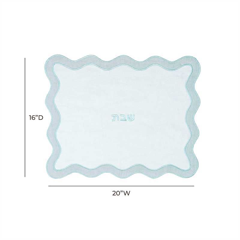 TOV Sea Blue Wavy Fabric Challah Cover