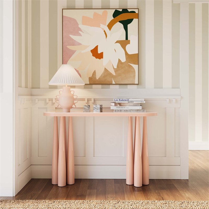 Titan Peach Rose Steel Glossy Console Table