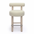 Carmel Cream Boucle and Solid Wood Counter Stool