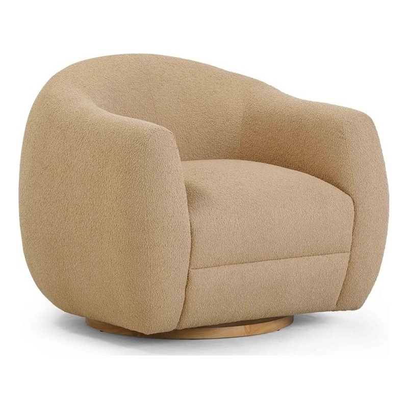 Judy Honey Brown Boucle Swivel Chair