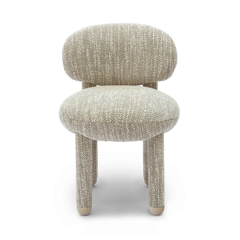 Manu Beige Knubby Performance Fabric Side Chair