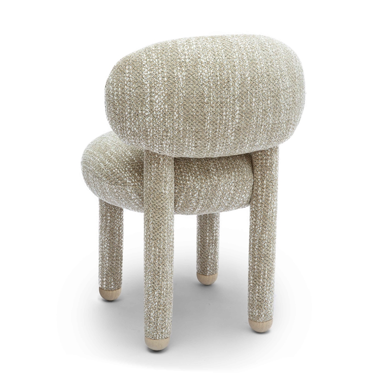 Manu Beige Knubby Performance Fabric Side Chair