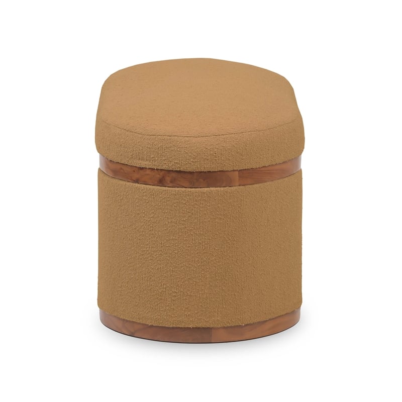 Olivier Peach Boucle Oval Storage Ottoman