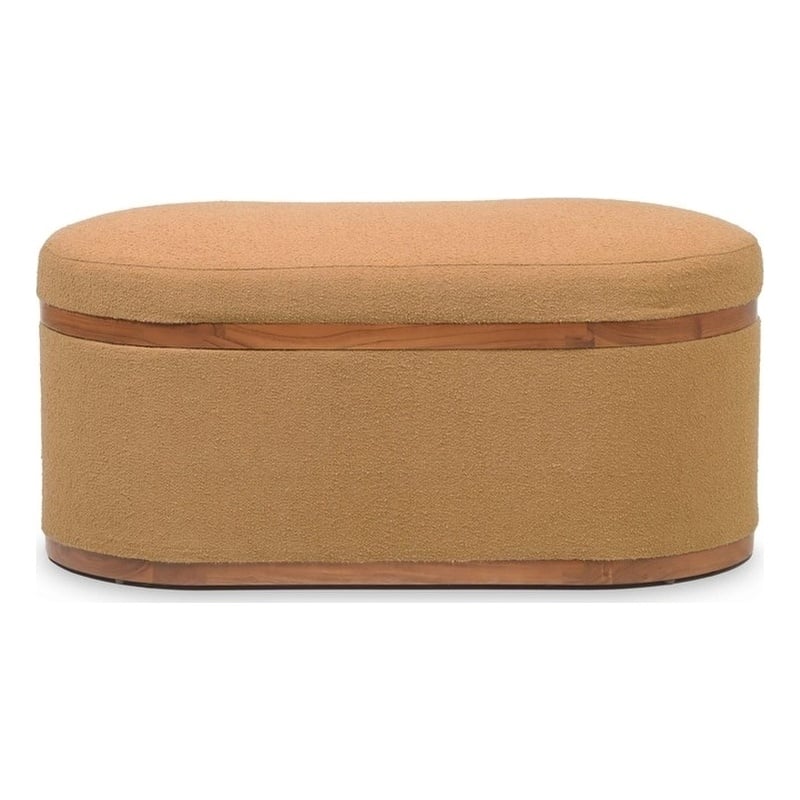 Olivier Peach Boucle Oval Storage Ottoman