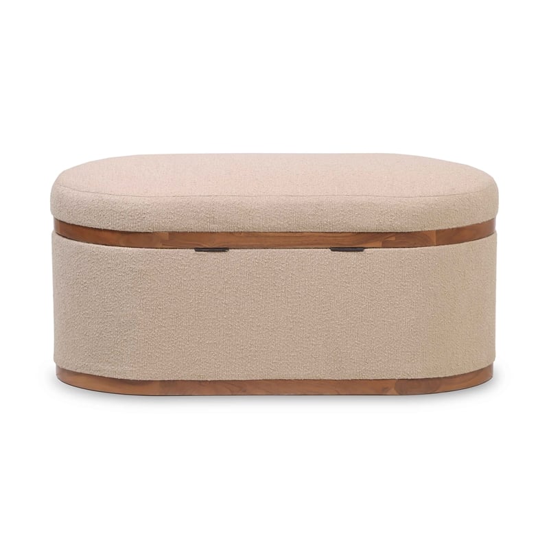 Olivier Ivory Boucle Oval Storage Ottoman
