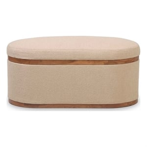 Olivier Ivory Boucle Oval Storage Ottoman