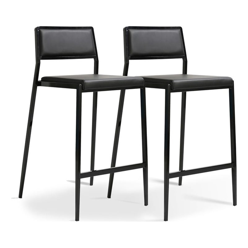 Gale Black Performance Vegan Leather Stackable Stool - Set of 2