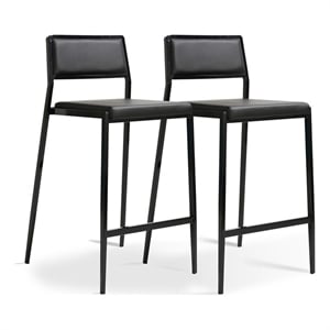 gale black performance vegan leather stackable stool - set of 2